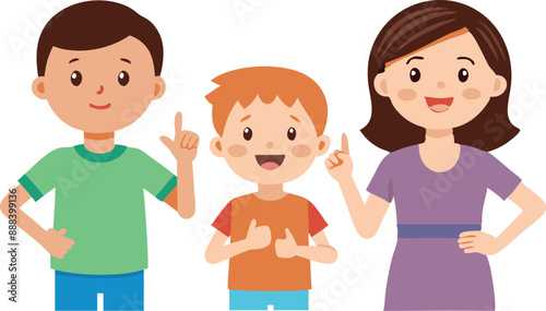 Family with parents and two children smiling