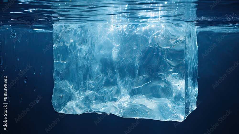 Fototapeta premium A blue ice cube in the ocean