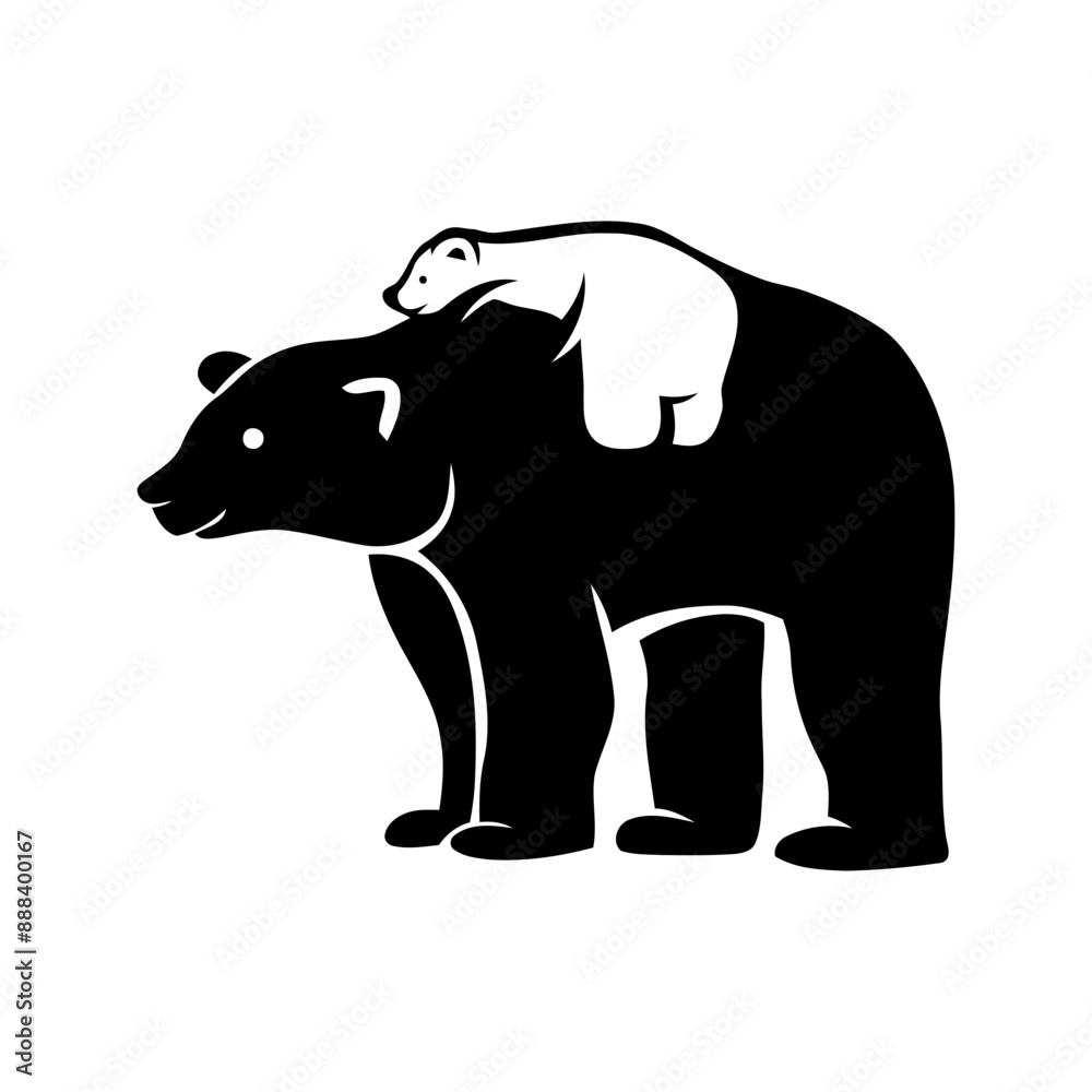Fototapeta premium Mom And Baby Bear Vector