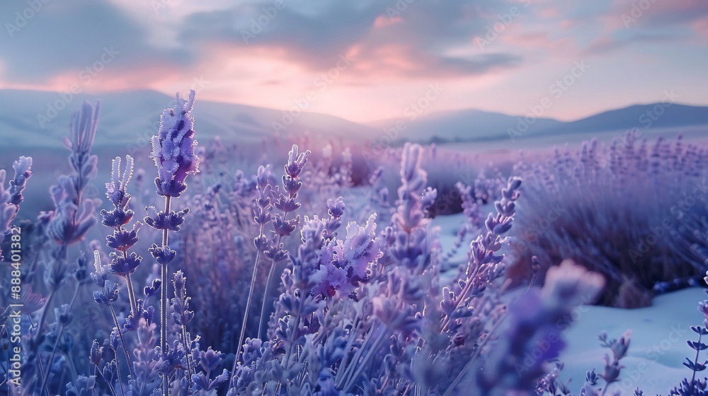 Obraz premium Gorgeous fragrant lavender and purple blooms in a winter field