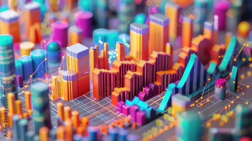 detailed 3D chart showing the impact of external economic events on a corporation's financial position