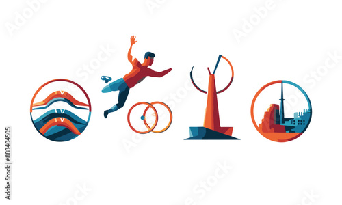olympic Silhouette , logo, emblem template on White Background