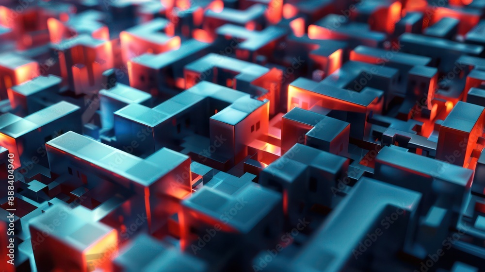 Fototapeta premium digital concept art depicting the strategy of a hedge fund, visualized as a labyrinth of decisions and outcomes
