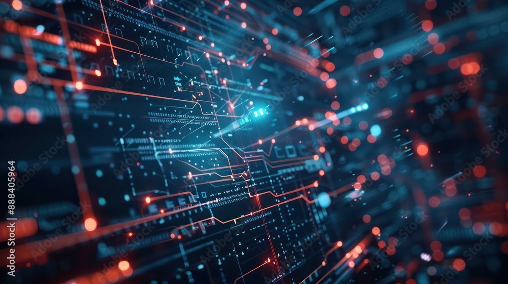 High-tech depiction of a financial compliance system, visualized as a network of sensors monitoring corporate operations High-tech depiction of a financial compliance system, visualized as a network of sensors monitoring corporate operations