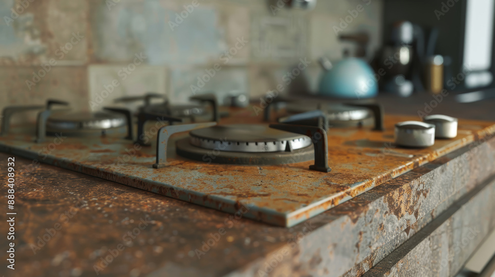 Close-up of an old, rusted gas stove with intricate yet worn details, evoking a sense of nostalgia and history. Close-up of an old, rusted gas stove with intricate yet worn details, evoking a sense of nostalgia and history.