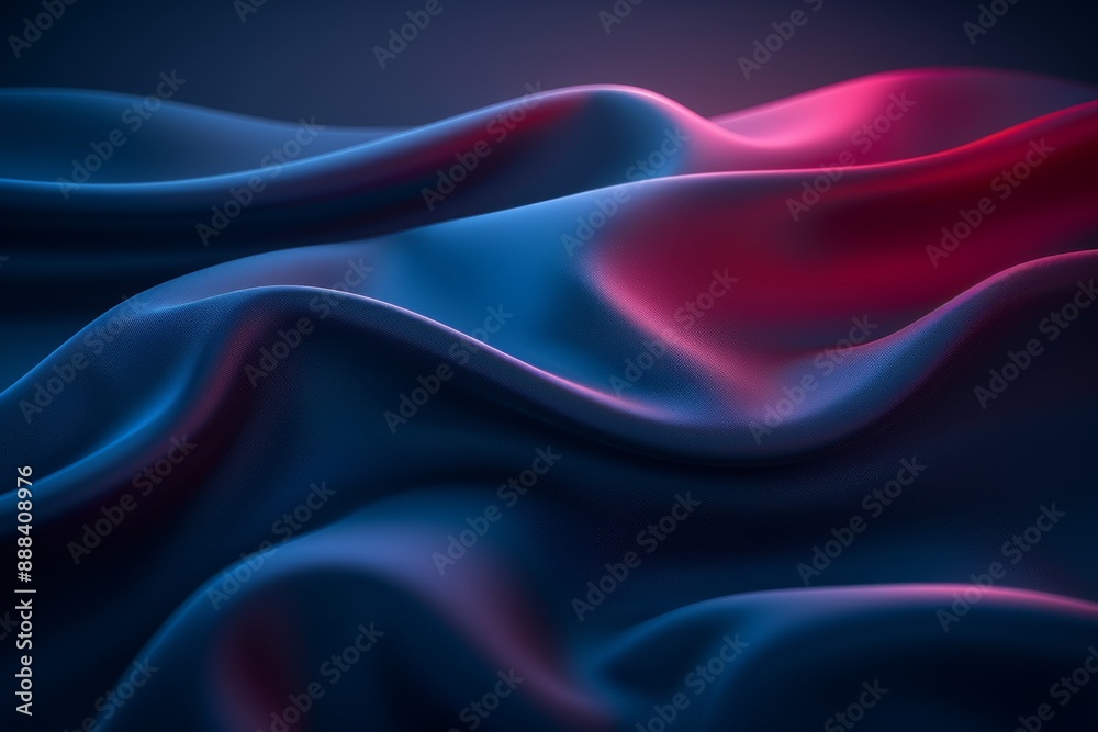 Fototapeta premium Abstract waves of red and blue fabric capturing movement texture and modern artistic expression against a dark background