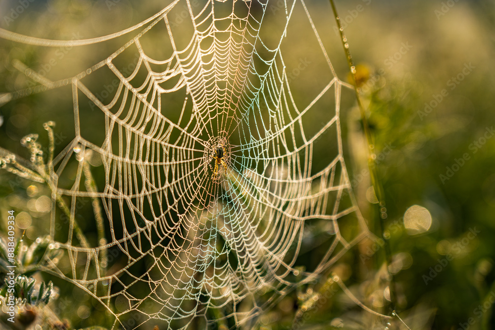 Spinnennetz Spinne Mongolei Tiere Sonnenuntergang Sonnenaufgang Tau