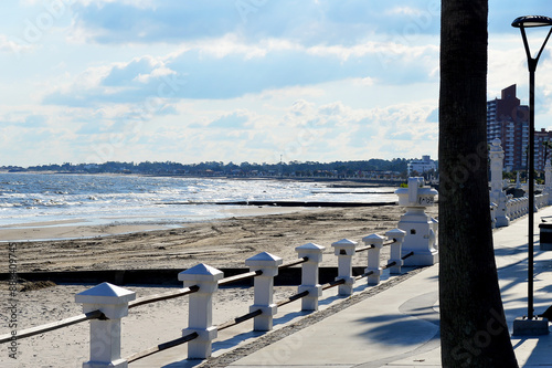 Extensive strip of sand on Piriápolis beach in Uruguay photo