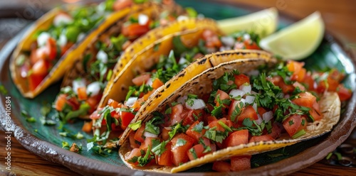 Delicious Tacos With Ground Beef, Tomato, Onion, and Cilantro