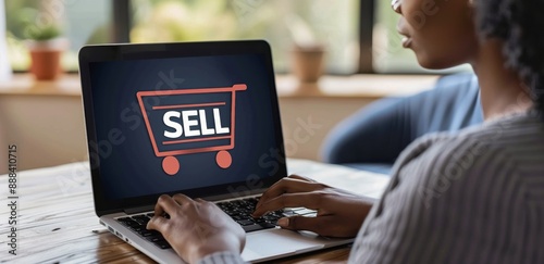 Person Typing Sell on Laptop Computer at Desk