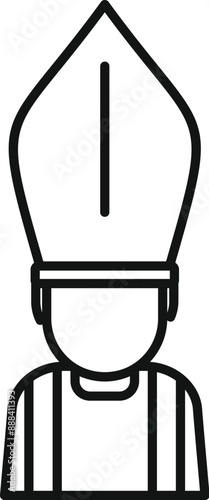 Simple line icon of a catholic priest wearing a traditional miter hat