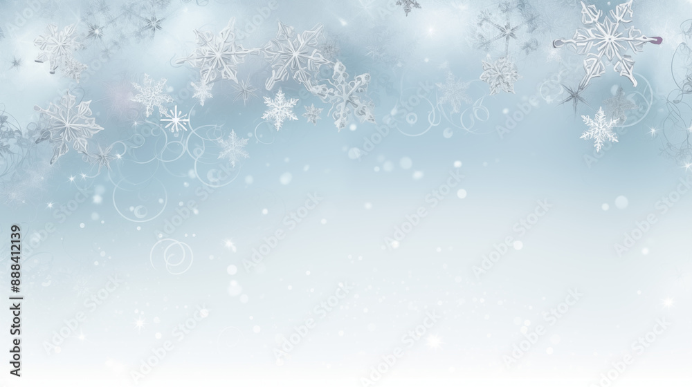 Snowflakes on Light Blue Background with Swirls and Sparkles Winter Holiday Theme Snowflakes on Light Blue Background with Swirls and Sparkles Winter Holiday Theme