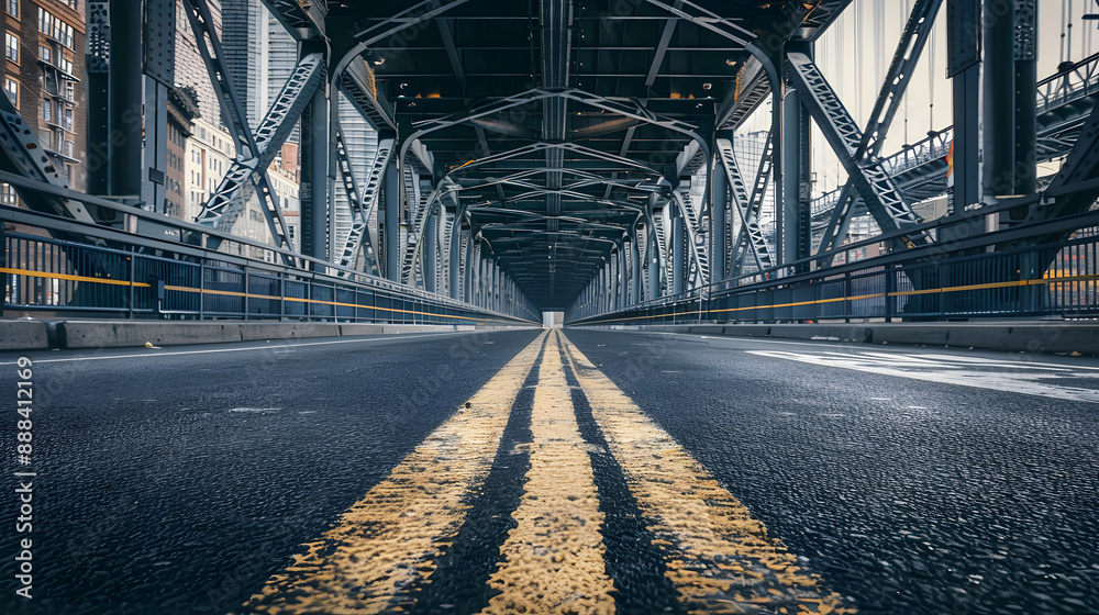 A bridge with a long road in front of it A bridge with a long road in front of it