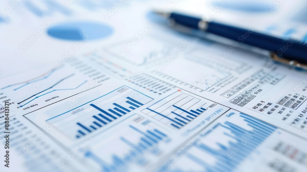 Close-up of a financial strategy document with charts, figures, and plans for enhancing corporate value Close-up of a financial strategy document with charts, figures, and plans for enhancing corporate value