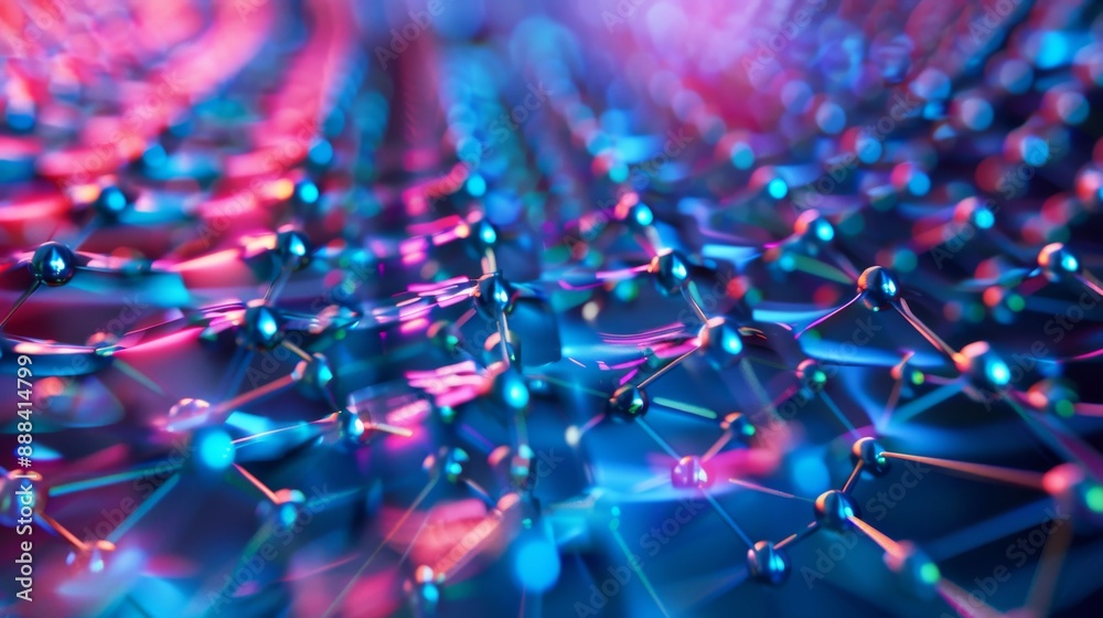 Fototapeta premium Futuristic tech envisions atomic structures merging with electronic patterns, creating a realm where science and technology dance together.