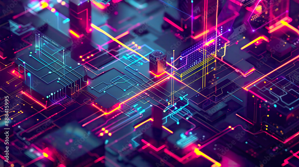 A detailed depiction of AI machine learning and modern computer technologies showcasing their application in business and network contexts A detailed depiction of AI machine learning and modern computer technologies showcasing their application in business and network contexts