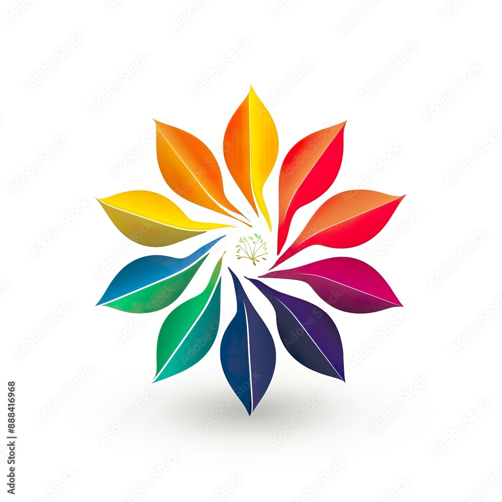 Colorful Abstract Flower with Symmetrical Leaf Design Colorful Abstract Flower with Symmetrical Leaf Design