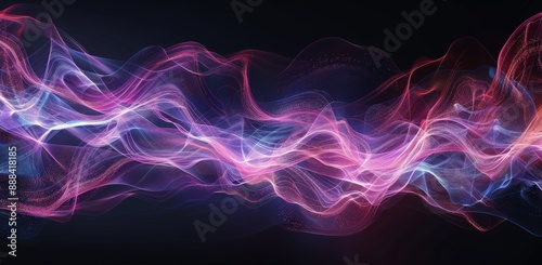 Abstract Pink And Blue Digital Waves On A Black Background
