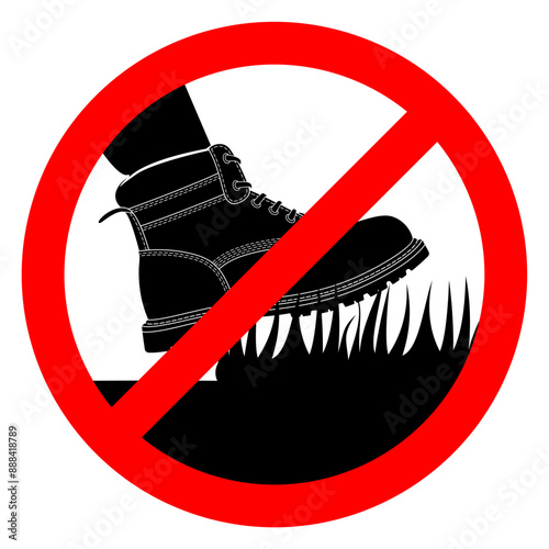 Do not step on grass sign, do not walk on lawns. Vector illustration isolated on white.