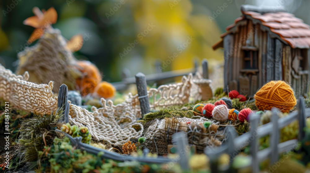 theme of women's crafting hobbies involving multicolored skeins, needles, and hooks theme of women's crafting hobbies involving multicolored skeins, needles, and hooks