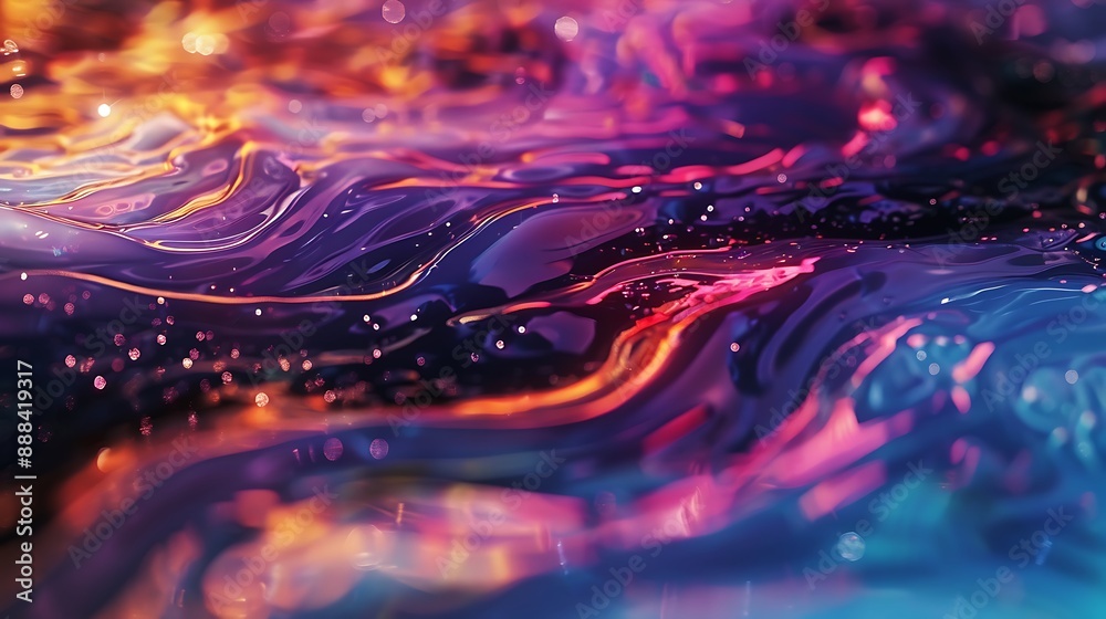 Energetic flow of neon-colored liquids in an abstract formation. Explosions of colorful liquid droplets on a clear, transparent background Energetic flow of neon-colored liquids in an abstract formation. Explosions of colorful liquid droplets on a clear, transparent background