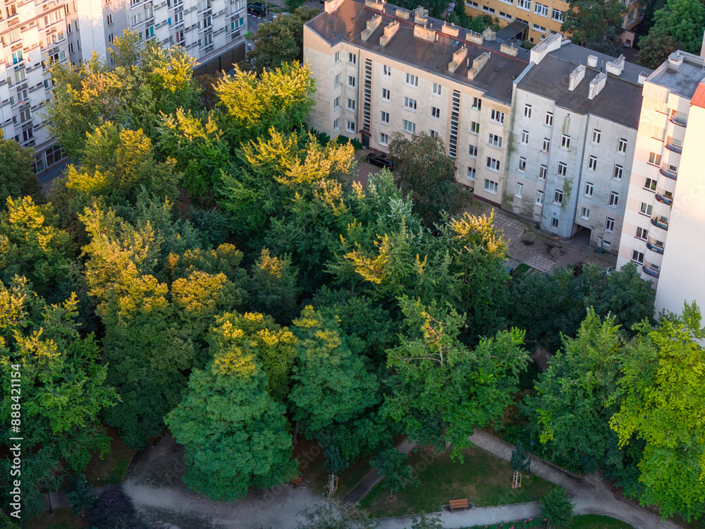 Naklejka premium Warszawa, panorama miasta, zdjęcie lotnicze