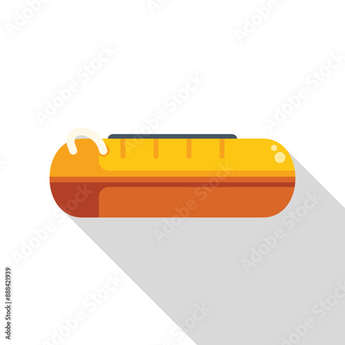 Inflatable yellow raft floating on water illustration on white background