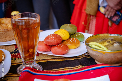 bolivia food colored breads in latin america - gastronomy concept