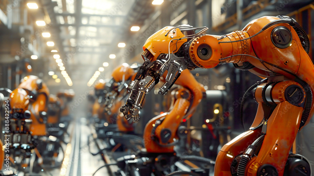 Documentary Photo of AI Robotics, in a Factory Setting, with Industrial Lighting, from a Documentary Angle, Documenting the Impact of Automation on Labor Documentary Photo of AI Robotics, in a Factory Setting, with Industrial Lighting, from a Documentary Angle, Documenting the Impact of Automation on Labor