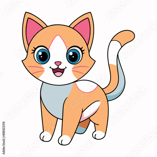 cute cat pet animal playing pose style vector art illustration