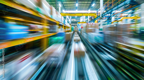 Motion Blur Photo of Robotics in Action, in a Manufacturing Facility, with Blurred Motion Effects, from a Motion Blur Angle, Capturing Dynamic Movement and Efficiency