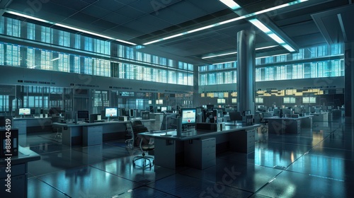 Wallpaper Mural high-definition simulation of a treasury operation during a financial crisis, showing stress testing and response tactics Torontodigital.ca