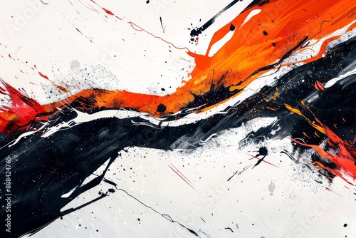 Wallpaper Mural Abstract painting with red and black strokes Torontodigital.ca