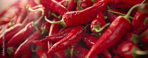 Spicy red hot chili peppers close-up