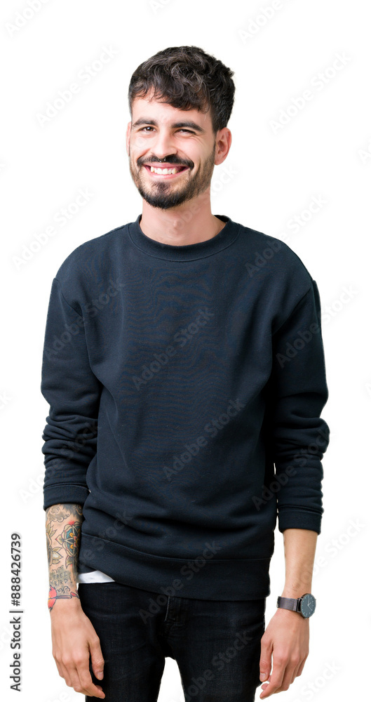 Fototapeta premium Young handsome man over isolated background winking looking at the camera with sexy expression, cheerful and happy face.