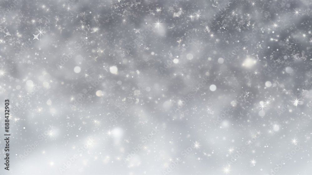 Frosty Winter Sky with Glittering Snowflakes and Stars Frosty Winter Sky with Glittering Snowflakes and Stars