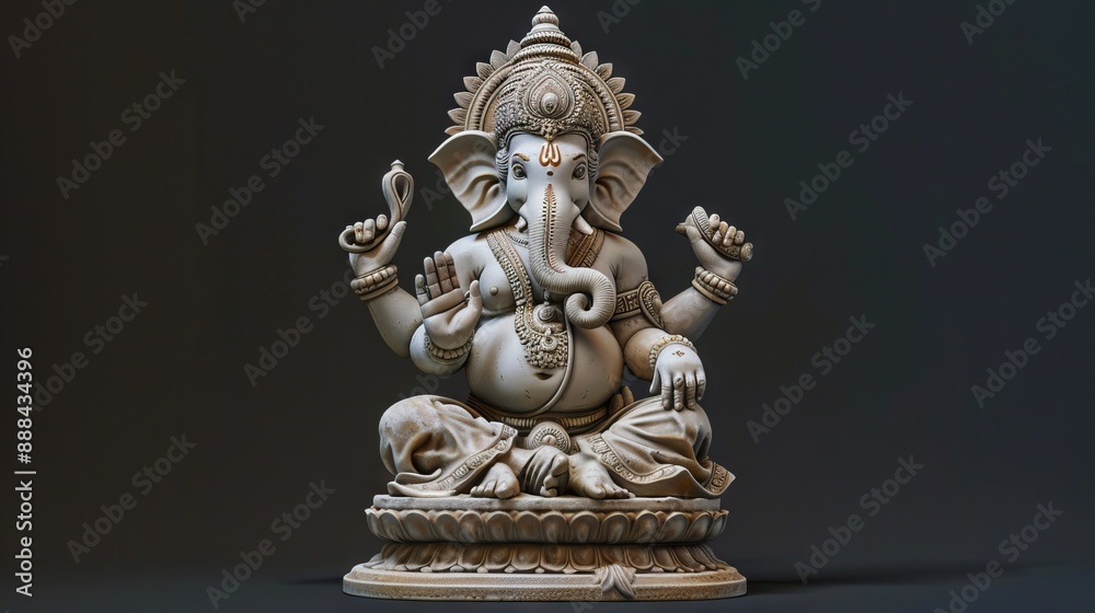 Handcrafted Ganesha statue in Lord Krishna pose. Handcrafted Ganesha statue in Lord Krishna pose.