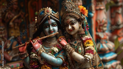 Image of a statue of lord Krishna and radha