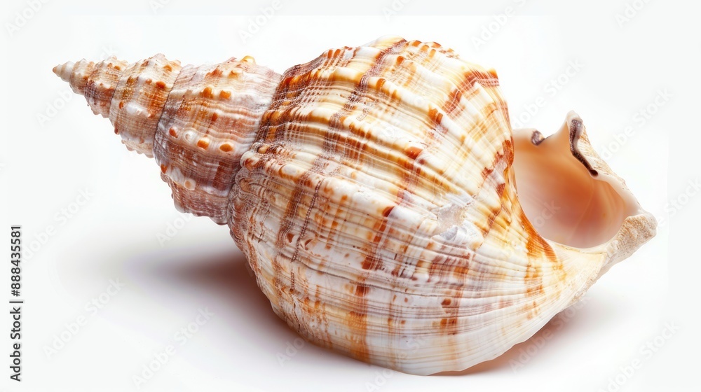 Large spiral seashell isolated on a white background. Perfect for nature, ocean, and beach themed projects Large spiral seashell isolated on a white background. Perfect for nature, ocean, and beach themed projects