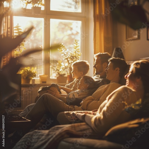 Family Enjoying Cozy Evening at Home 