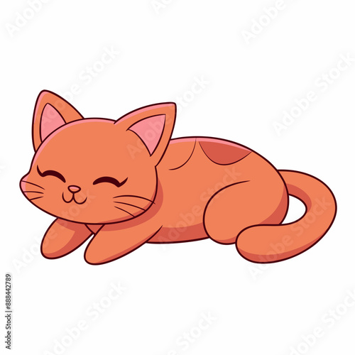 Tired cat lying on its stomach vector art illustration