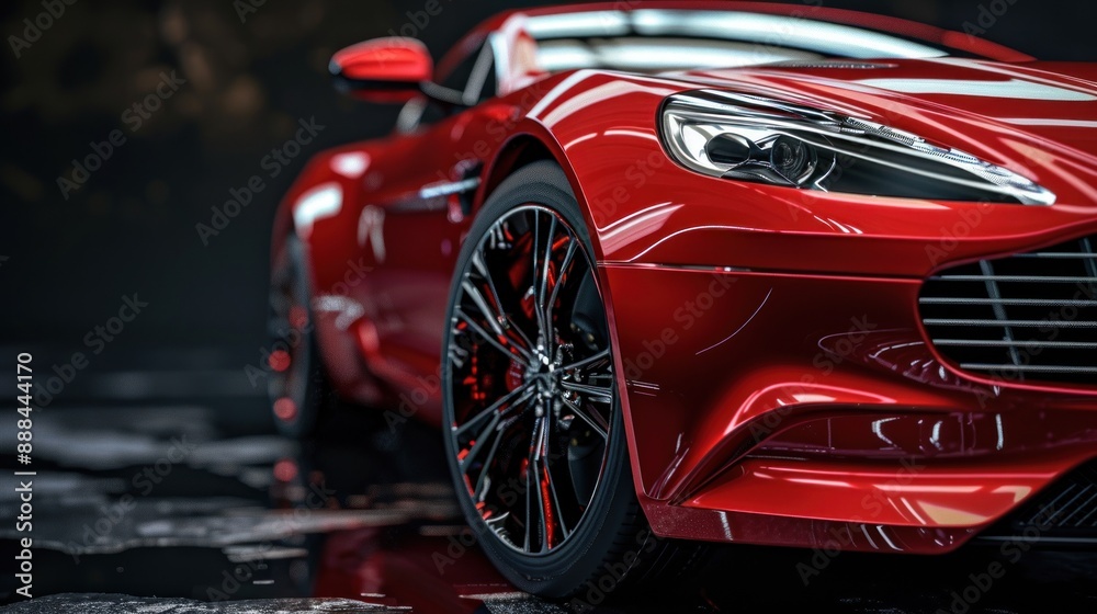 Naklejka premium Red Sports Car Close Up