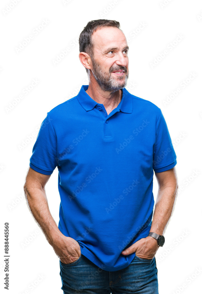 Middle age hoary senior man over isolated background smiling looking side and staring away thinking. Middle age hoary senior man over isolated background smiling looking side and staring away thinking.