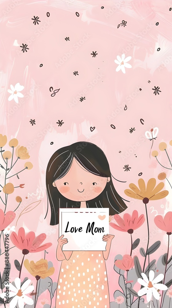A smiling girl with black hair holds a A smiling girl with black hair holds a