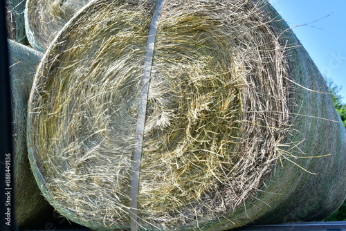 Hay Bale on a Semi Truck Trailer photo