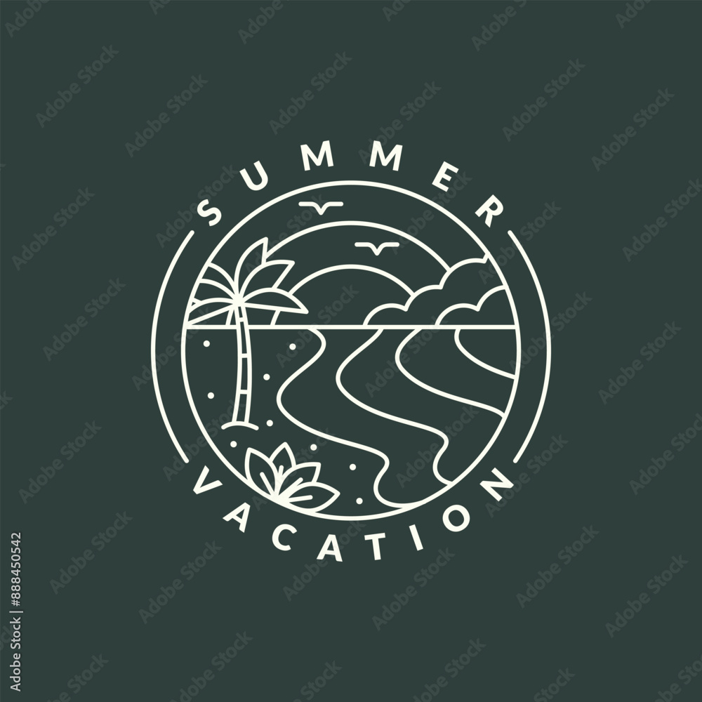 illustration of sunset beach line art vector illustration of sunset beach line art vector