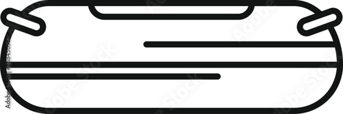 Line art icon of an inflatable boat, commonly used for fishing, watersports, and recreational activities on lakes and rivers