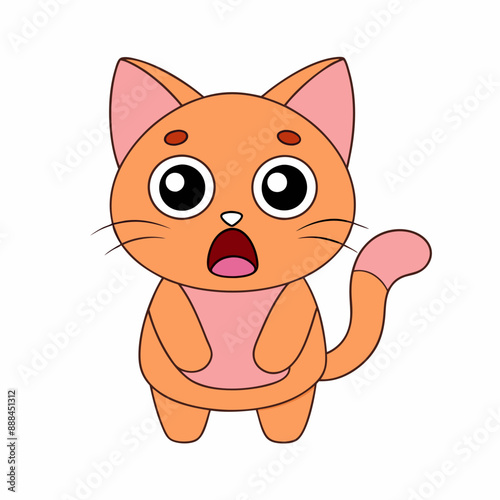 Scared cat. vector art illustration