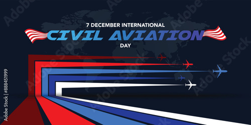 International civil aviation day good for International civil aviation day celebration. flat design. flyer design. flat illustration.

