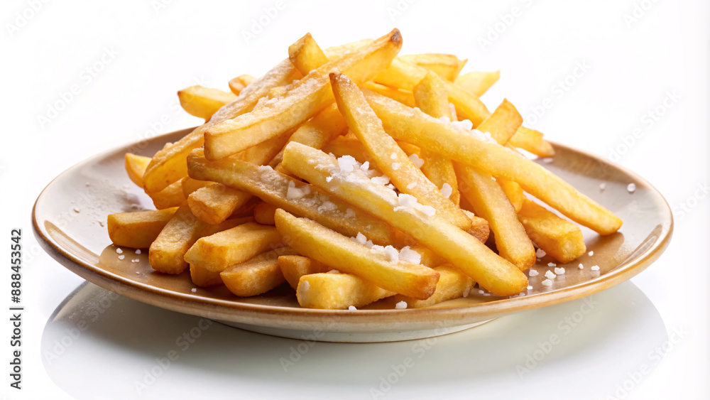 French fries, potato chips fries with salt taste isolated French fries, potato chips fries with salt taste isolated